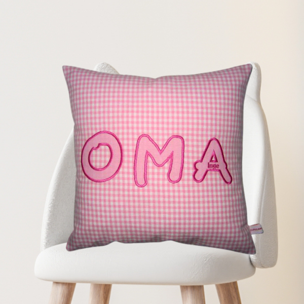 Namenskissen-Hülle OMA als Namensapplikation mit Wunschname bestickt 40x40 cm